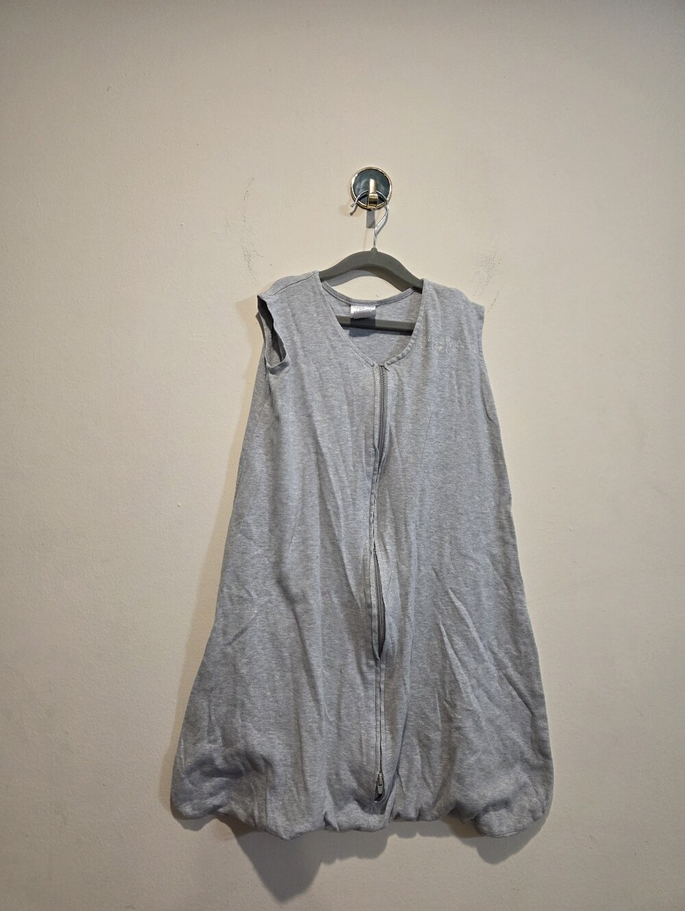 Halo Gray Zip-Front Bubble Hem Midi Dress